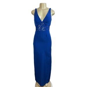 Galina Signature Women's Blue V Collar A-Line Maxi Dress Sz 4 - NWT